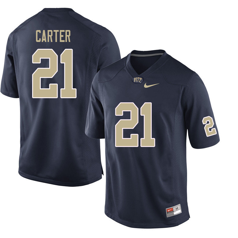 Men #21 V'Lique Carter Pittsburgh Panthers College Football Jerseys Sale-Navy